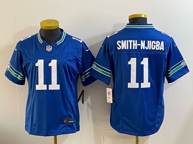 Youth Seattle Seahawks #11 Smith-Njigba Blue 3th generations Throwback 2026 Nike Limited NFL Jersey style 01->youth nfl jersey->Youth Jersey